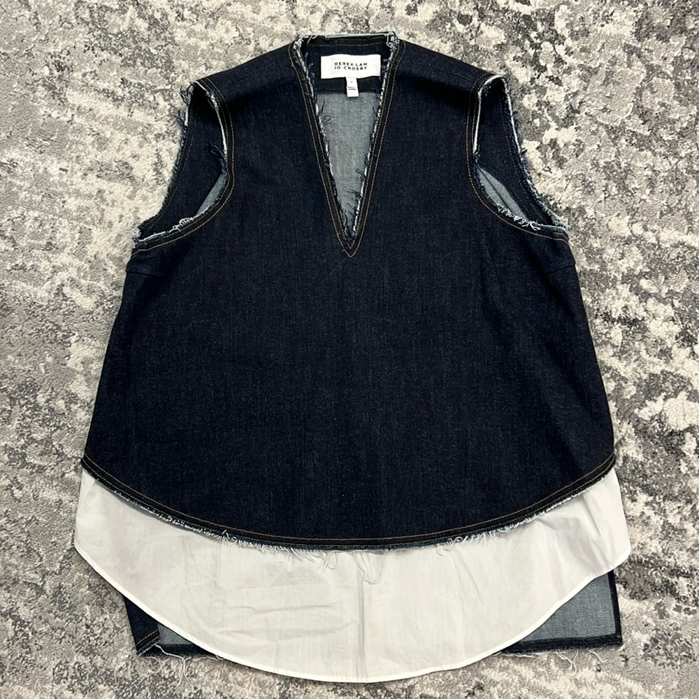 Derek Lamb, 10 Crosby denim vest with white shirt detail